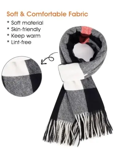 Women's Winter Scarf Large Warm Shawl Wraps Plaid Oversized Thick Scarves - WOMEN'S (1)