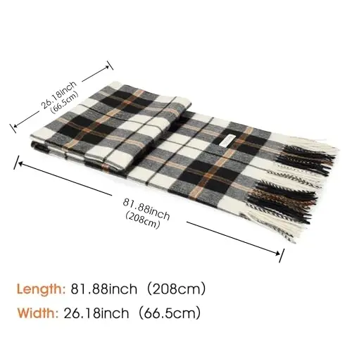 Women's Winter Scarf Large Warm Shawl Wraps Plaid Oversized Thick Scarves - 3