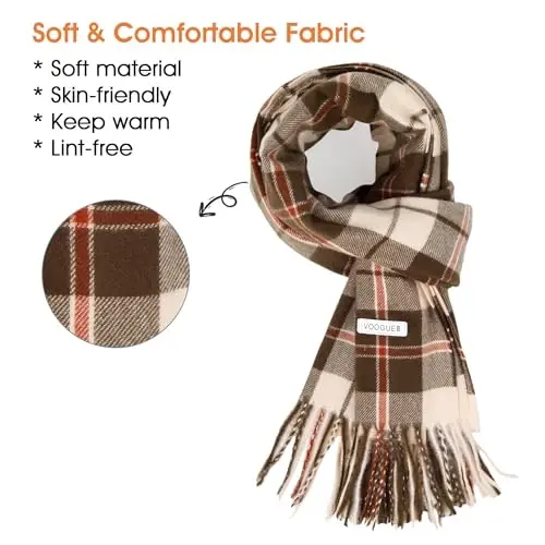 Women's Winter Scarf Large Warm Shawl Wraps Plaid Oversized Thick Scarves - WOMEN'S (1)