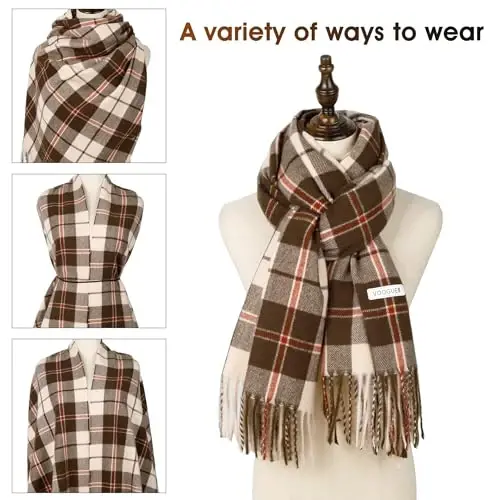 Women's Winter Scarf Large Warm Shawl Wraps Plaid Oversized Thick Scarves - 4