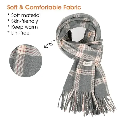Women's Winter Scarf Large Warm Shawl Wraps Plaid Oversized Thick Scarves - WOMEN'S (1)