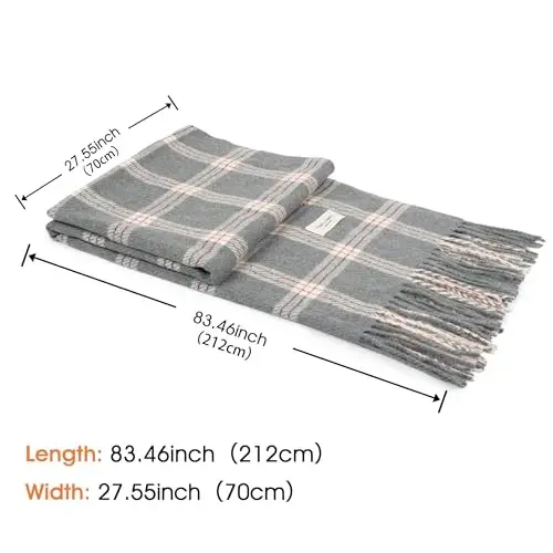 Women's Winter Scarf Large Warm Shawl Wraps Plaid Oversized Thick Scarves - 3