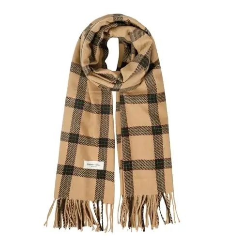 Women's Winter Scarf Large Warm Shawl Wraps Plaid Oversized Thick Scarves - 1
