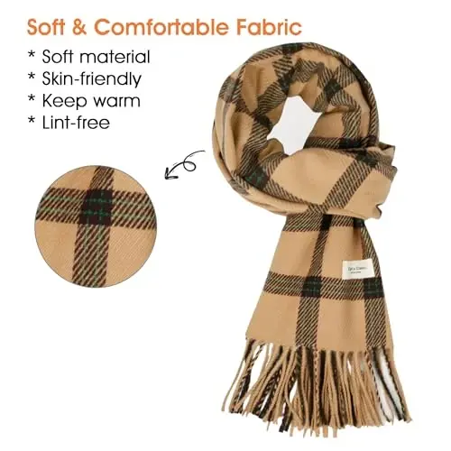 Women's Winter Scarf Large Warm Shawl Wraps Plaid Oversized Thick Scarves - 2