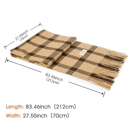 Women's Winter Scarf Large Warm Shawl Wraps Plaid Oversized Thick Scarves - 3