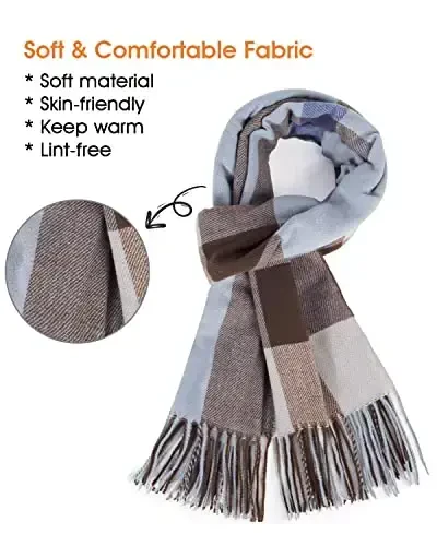 Women's Winter Scarf Large Warm Shawl Classic Tassel Plaid Oversized Scarves Thick Wraps - 2