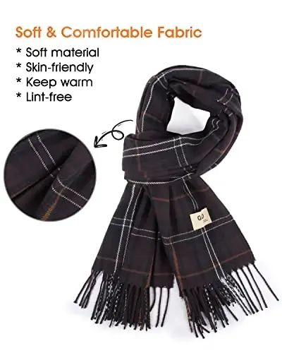 Women's Winter Scarf Large Warm Shawl Classic Tassel Plaid Oversized Scarves Thick Wraps - 3