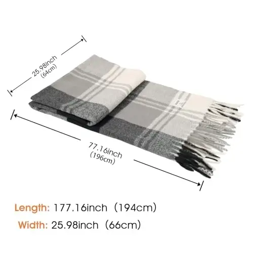 Women's Winter Scarf Large Warm Shawl Classic Tassel Plaid Oversized Scarves Thick Wraps - 3