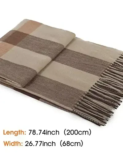 Women's Winter Scarf Large Warm Shawl Classic Tassel Plaid Oversized Scarves Thick Wraps - 3