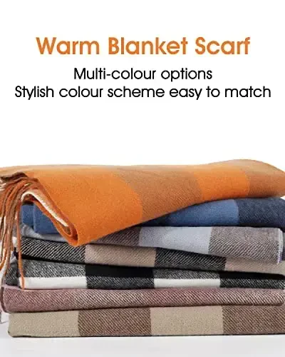 Women's Winter Scarf Large Warm Shawl Classic Tassel Plaid Oversized Scarves Thick Wraps - 4