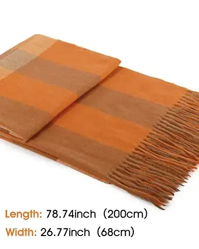 Women's Winter Scarf Large Warm Shawl Classic Tassel Plaid Oversized Scarves Thick Wraps - 3