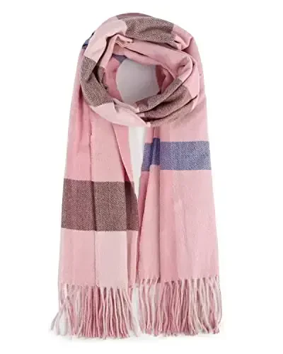 Women's Winter Scarf Large Warm Shawl Classic Tassel Plaid Oversized Scarves Thick Wraps - 1