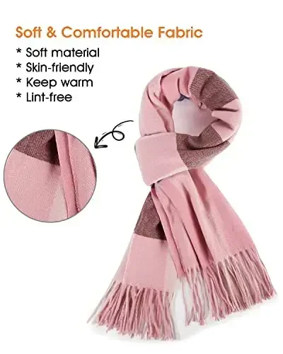 Women's Winter Scarf Large Warm Shawl Classic Tassel Plaid Oversized Scarves Thick Wraps - 2