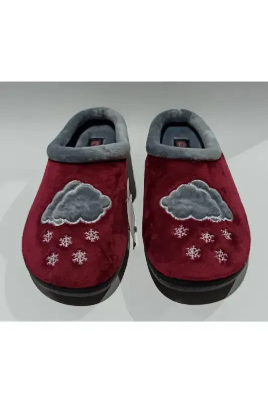 Kadın Kışlık Ev Ve Misafir Terliği-BORDO - 4