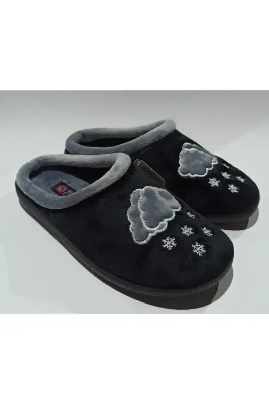 Kadın Kışlık Ev Ve Misafir Terliği-SİYAH - 3