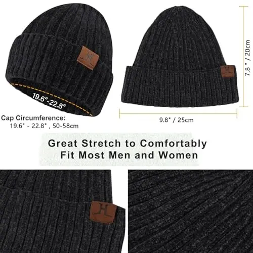 Womens Winter Knit Warm Hat Beanie Long Scarf Touch Screen Gloves Set Skull Caps Neck Scarves for Women - 2