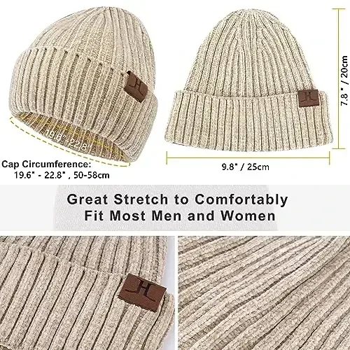 Womens Winter Knit Warm Hat Beanie Long Scarf Touch Screen Gloves Set Skull Caps Neck Scarves for Women - Modazone (1)