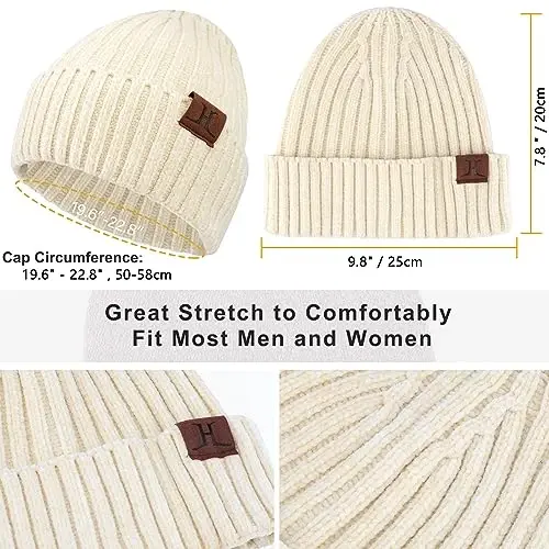 Womens Winter Knit Warm Hat Beanie Long Scarf Touch Screen Gloves Set Skull Caps Neck Scarves for Women - WOMENS (1)