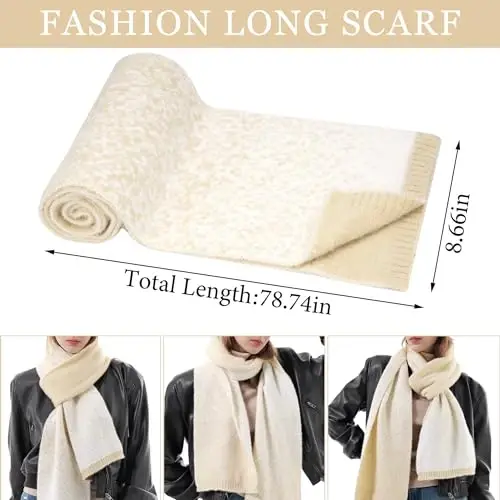 Womens Winter Knit Beanie Hats and Touchscreen Gloves Long Scarf Set with Warm Fleece Lined Skull Caps Scarves for Women - 3