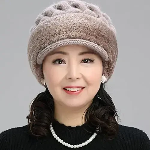 Womens Winter Warm Elastic Soft Ear Protection Knitted Scarf Mask hat Fleece Lined Beanie Hat one-Piece hat - 5