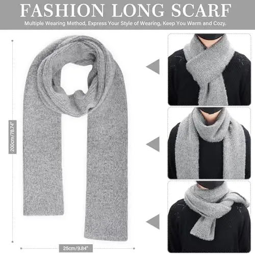 Womens Winter Warm Knit Beanie Hat Touchscreen Gloves Long Neck Scarf Set with Fleece Lined Skull Caps Gifts for Women - 5