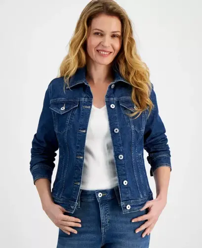 Women's Classic Denim Jacket, Created for Modazone - Cosmos - 1