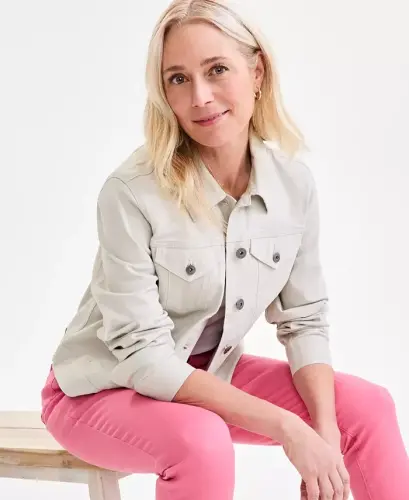 Women's Classic Denim Jacket, Created for Modazone - Stone Wall 