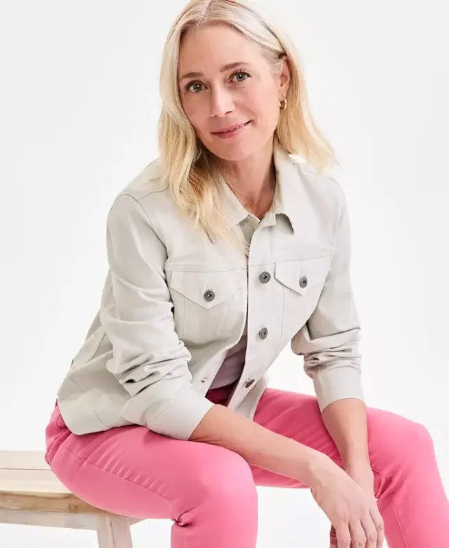 Women's Classic Denim Jacket, Created for Modazone - Stone Wall - 1