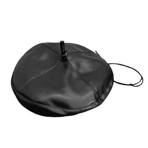 Kadın Klasik PU Deri Fransız Bere Şapka Retro Beanie Şapka Sanatçı Bere Ayarlanabilir Ressam Kabak Şapka - 3