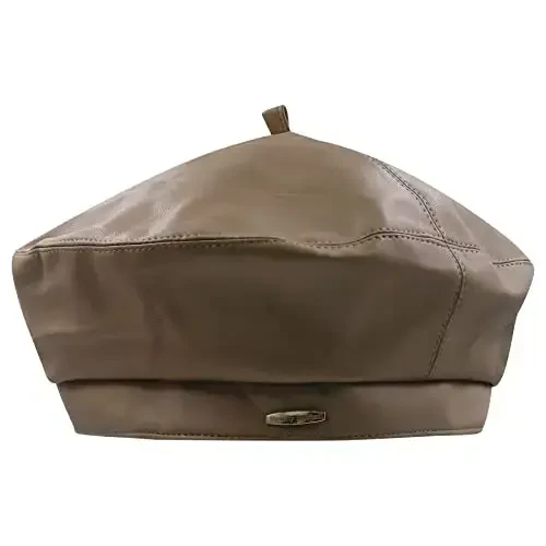 Women's Classic PU Leather French Beret Hat Retro Beanie Hat Artist Beret Cap Adjustable Painter Pumpkin Cap 