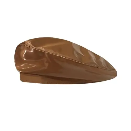 Women's Classic PU Leather French Beret Hat Retro Beanie Hat Artist Beret Cap Adjustable Painter Pumpkin Cap - 1