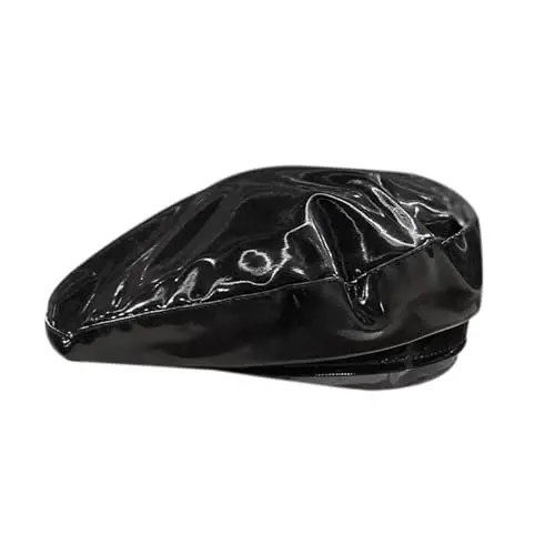 Women's Classic PU Leather French Beret Hat Retro Beanie Hat Artist Beret Cap Adjustable Painter Pumpkin Cap - WOMEN'S