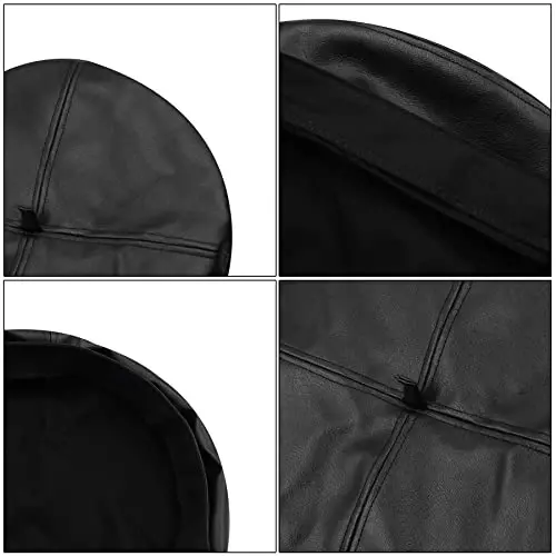Women's Classic PU Leather French Beret Hat Retro Beanie Hat Artist Beret Cap Adjustable Painter Pumpkin Cap - 6