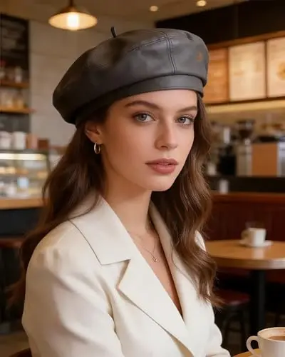 Women's Classic PU Leather French Beret Hat Retro Beanie Hat Artist Beret Cap Adjustable Painter Pumpkin Cap - 3