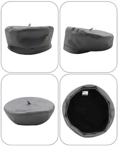 Women's Classic PU Leather French Beret Hat Retro Beanie Hat Artist Beret Cap Adjustable Painter Pumpkin Cap - 6