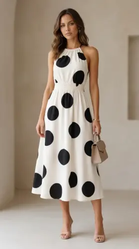 Kadın Kolsuz Boyundan Bağlamalı Beli Lastikli Dijital Baskı Süprem Uzun Elbise - 5