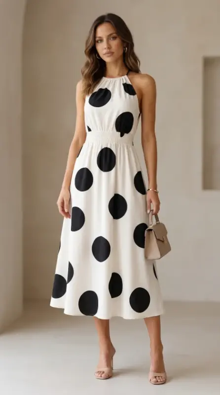 Kadın Kolsuz Boyundan Bağlamalı Beli Lastikli Dijital Baskı Süprem Uzun Elbise - 5