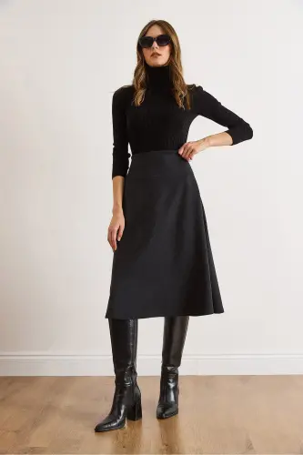 Kadın Koyu Antrasit Beli Bantlı Selanik Çan Etek ETK-19000297-Koyu Antrasit - 3