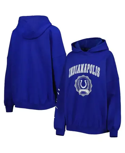 Women's Royal Indianapolis Colts Becca Drop Shoulder Pullover Hoodie - Royal - 1