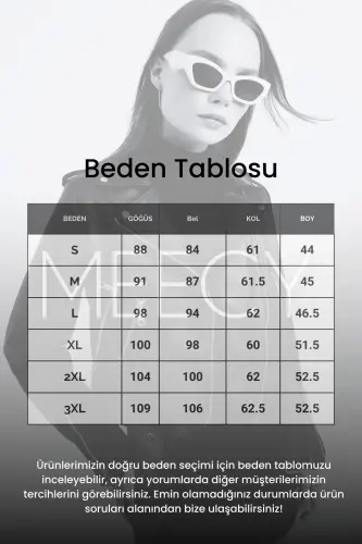 Kadın Krem Deri Ceket - KREM - YERTEKS (1)
