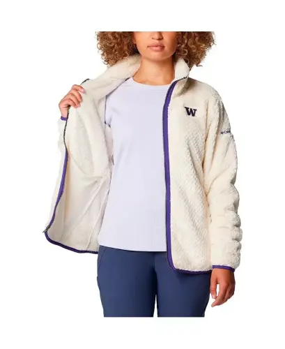 Women's Cream Washington Huskies Fireside II Sherpa Full-Zip Jacket - Cream - 2