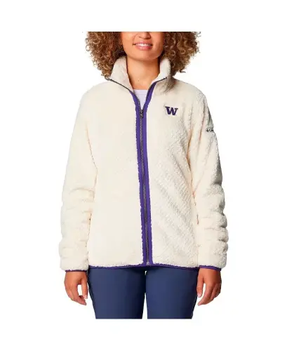Kadın Krem Washington Huskies Fireside II Sherpa Tam Fermuarlı Ceket - 1