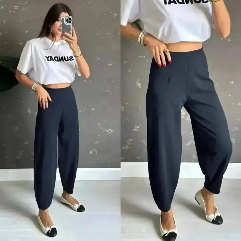Kadın Krep Kumaş Balon Pantolon - BÜYÜKBEDENIZ