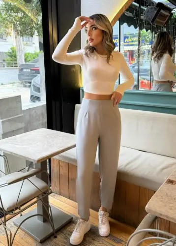 Kadın Krep Kumaş Balon Pantolon - 3