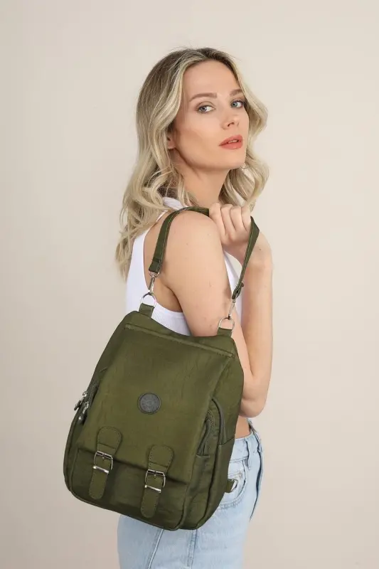 Kadın Krinkıl Kumaş Okul El Ve Sırt Çantası-Yeşil - 3