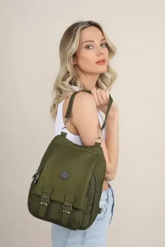 Kadın Krinkıl Kumaş Okul El Ve Sırt Çantası-Yeşil - 3