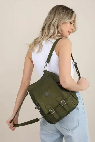 Kadın Krinkıl Kumaş Okul El Ve Sırt Çantası-Yeşil - 5