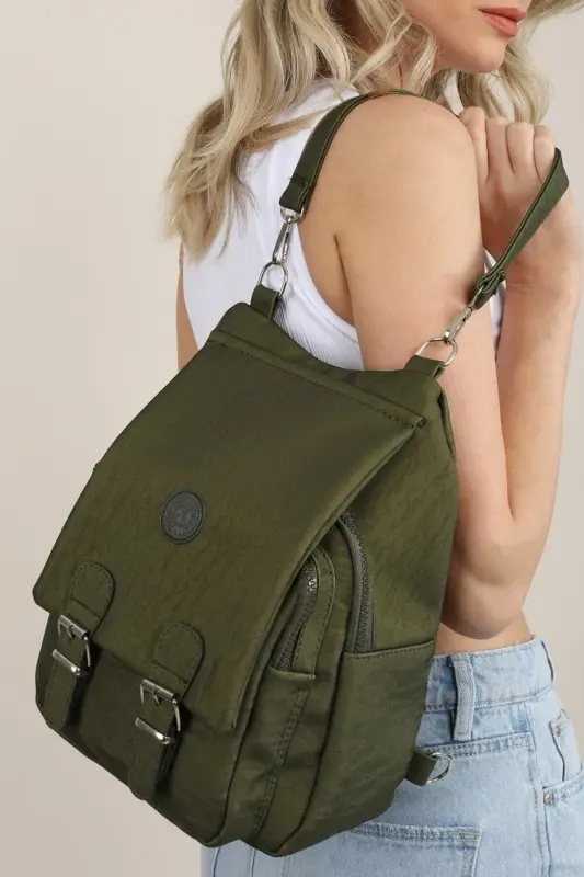 Kadın Krinkıl Kumaş Okul El Ve Sırt Çantası-Yeşil - 7