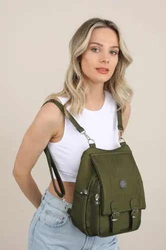 Kadın Krinkıl Kumaş Okul El Ve Sırt Çantası-Yeşil - 8