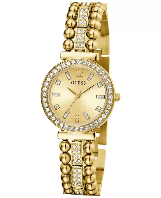 Women's Crystal Beaded Gold-Tone Stainless Steel Bracelet Watch 30mm-Gold-tone - 3